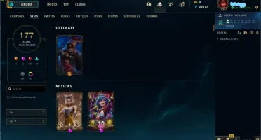 Platina;177 skins; Todos os champs; UNICO DONO