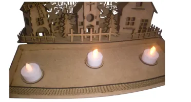 Kit 03 Casinha com cerca e base MDF, vila natalinha,...