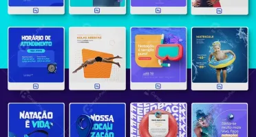 Pack 70 artes editáveis natação – Photoshop psd