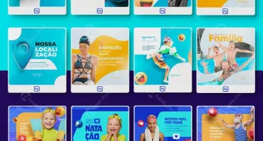 Pack 70 artes editáveis natação – Photoshop psd