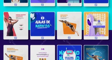 Pack 70 artes editáveis natação – Photoshop psd