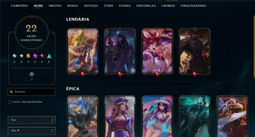 Unranked com 40 Champs e 22 Skins