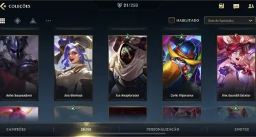 Conta wild Rift 4 passes de elite e 21 skins