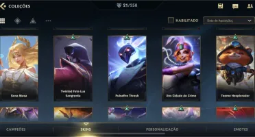 Conta wild Rift 4 passes de elite e 21 skins