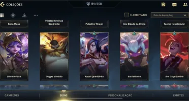 Conta wild Rift 4 passes de elite e 21 skins