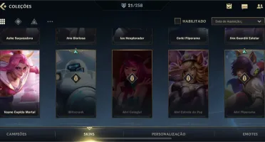 Conta wild Rift 4 passes de elite e 21 skins