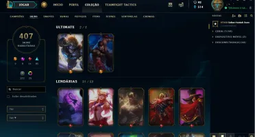 Conta Platina level 100. 407 skins !