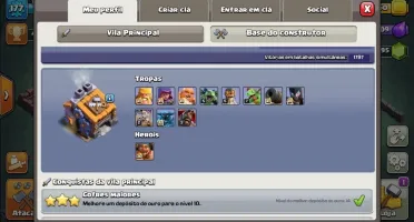 Clash Of Clans CV 13 Semi Full + Royale vinculada + Brawl