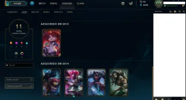 CONTA LOL / ELO PLATINA 2 / 53 CAMPEÕES / 11 SKINS