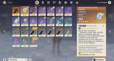 DILUC + KLEE + 2X ARMA 5* (TÚMULO LOBO + ORAÇÃO) +13.7K GEMA