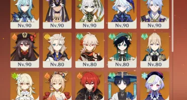 Conta genshin com muitos 5 estrelas e 5 armas
