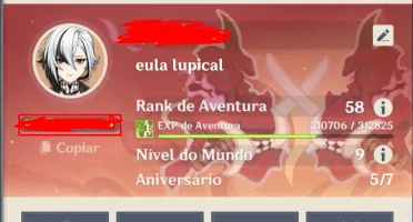 Conta genshin com muitos 5 estrelas e 5 armas