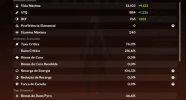 Conta genshin com muitos 5 estrelas e 5 armas