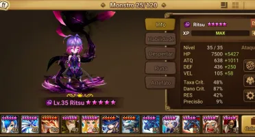 Summoners war, Ritsu, lançador de sombra dark.