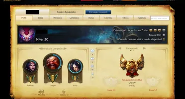 Conta OURO V (Ótimo MMR) com 3 skins (Kayle Asas Etéreas)