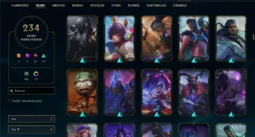 Conta ouro 1 com TODOS os champs e 234 Skins + 6 Vitoriosas