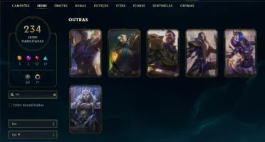 Conta ouro 1 com TODOS os champs e 234 Skins + 6 Vitoriosas
