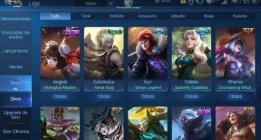 Conta mobile legends 72 heróis e 80 skins
