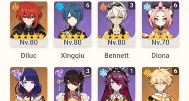 Conta genshin com 12 Personagens T5 e 2 Armas T5