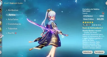 Conta genshin com 12 Personagens T5 e 2 Armas T5
