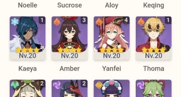 Conta genshin com 12 Personagens T5 e 2 Armas T5