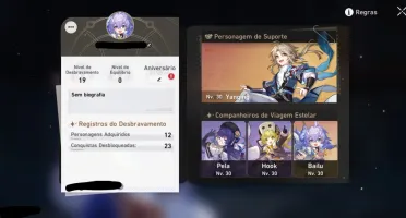 Conta LVL 19 de Honkai Star Rail com BAILU e YANQING