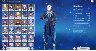 Conta Ar53 Neuvillette+Bis Raiden+Bis Yelan+Bis Lyney C1+Bis
