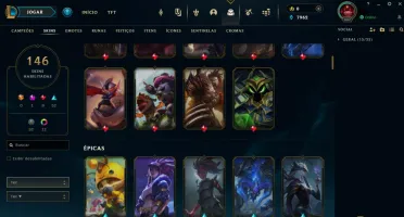 Conta todos campeões LOL - 146 Skins e Valorant com skins