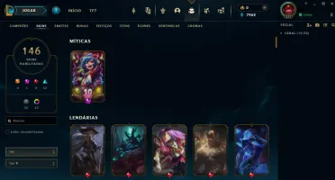 Conta todos campeões LOL - 146 Skins e Valorant com skins