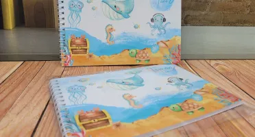 Mini Caderno de Desenho Fundo do Mar 40 Folhas