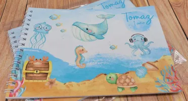 Mini Caderno de Desenho Fundo do Mar 40 Folhas