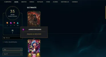 Conta League of legends de uso pessoal que não jogo mais