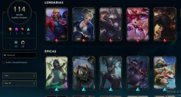 CONTA PLATINA 1 TODOS CHAMPS, 114 SKINS, LEVEL 326