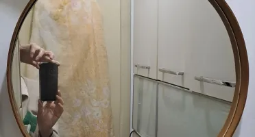 Espelho 50 cm em madeira freijó