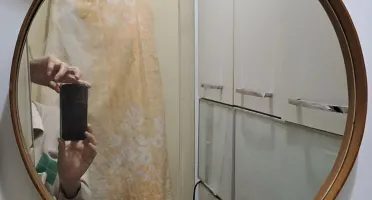 Espelho 50 cm em madeira freijó