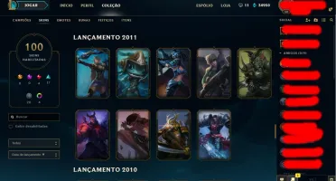 Conta League Of Legends 118 champs - 100 skins - 34.950 EA