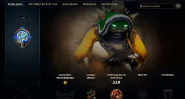 Conta Unranked com Skin Rammus Rei, Kayle Juíza e muito mais