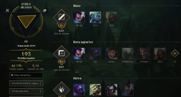 Conta League of Legends LEVEL 59 HONRA 3 6 SKINS (M7 YASUO)