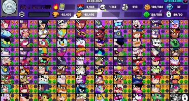 45,5KTROFÉUS 90/90 BRAWL 139GADGETS+120STAR POWERS+187SKINS