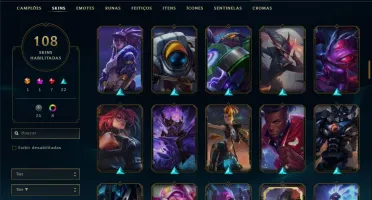 Conta Unranked com TODOS OS CHAMPS e 108 skins