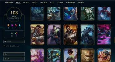 Conta Unranked com TODOS OS CHAMPS e 108 skins