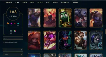 Conta Unranked com TODOS OS CHAMPS e 108 skins