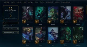 Unranked com 60 Champs e 22 Skins