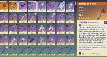 Childe, Raiden, Yelan Mona e Diluc + 2armas 5* Ar42