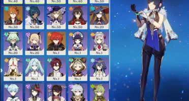 Childe, Raiden, Yelan Mona e Diluc + 2armas 5* Ar42