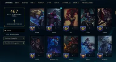 Esmeralda 1 com TODOS os Champs e 60 Skins ( TOP / ADC )