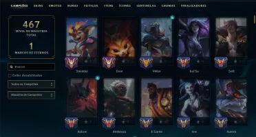 Esmeralda 1 com TODOS os Champs e 60 Skins ( TOP / ADC )