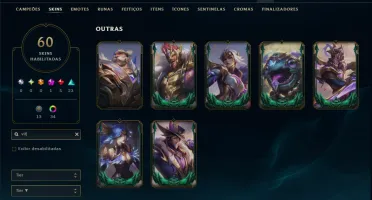 Esmeralda 1 com TODOS os Champs e 60 Skins ( TOP / ADC )