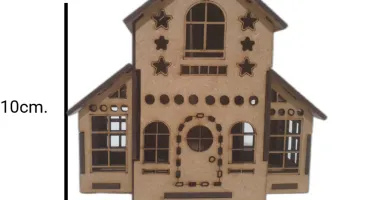 Mini Casinha MDF modelo com 02 sacada, diorama 14x15