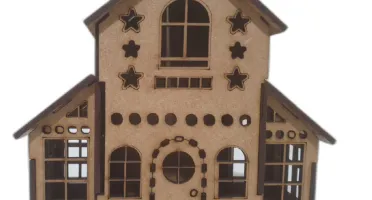 Mini Casinha MDF modelo com 02 sacada, diorama 14x15